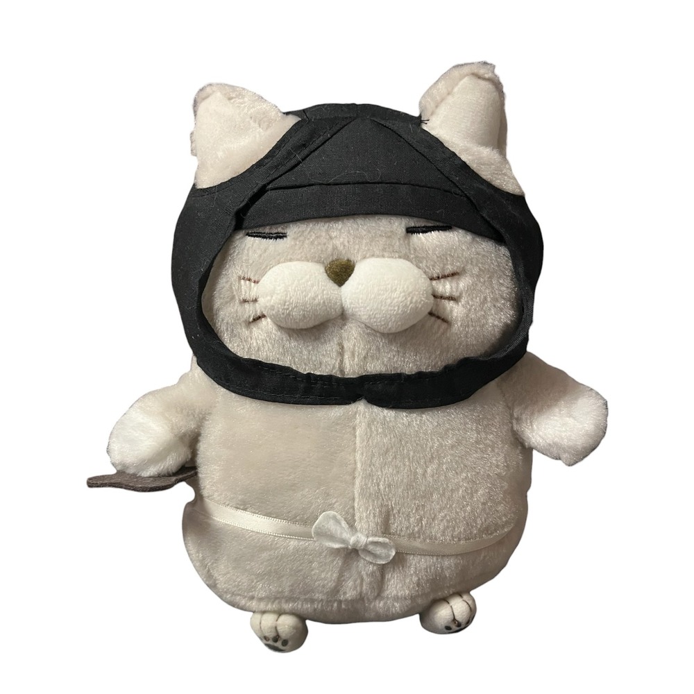 Amuse Japan Higemanjyu Ninja Hotoke Cat Plush White Gotouchi 5.9in